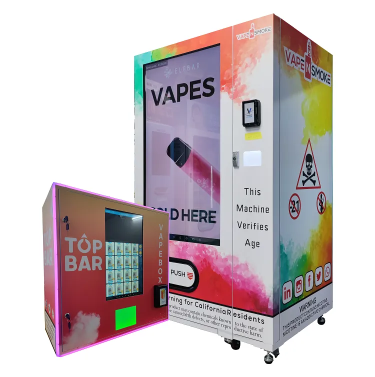 weimi smart vape vending machine with age verify, full screen and mini type vending machine for e-cigarette, we can offer vapes and vape vending machine